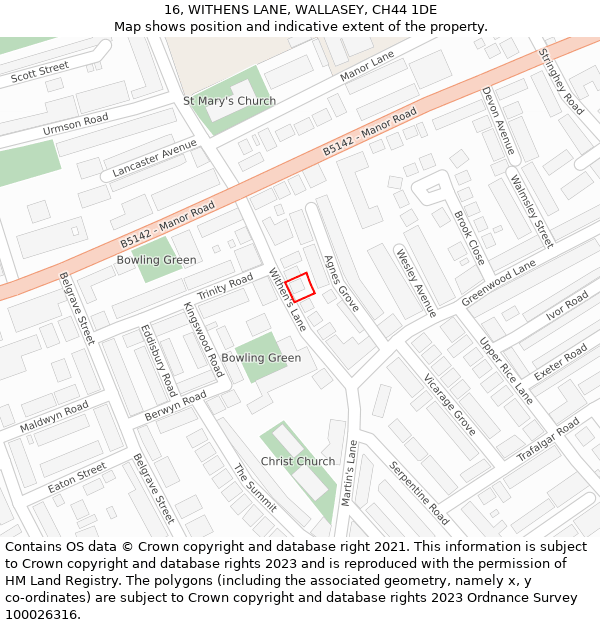 16, WITHENS LANE, WALLASEY, CH44 1DE: Location map and indicative extent of plot