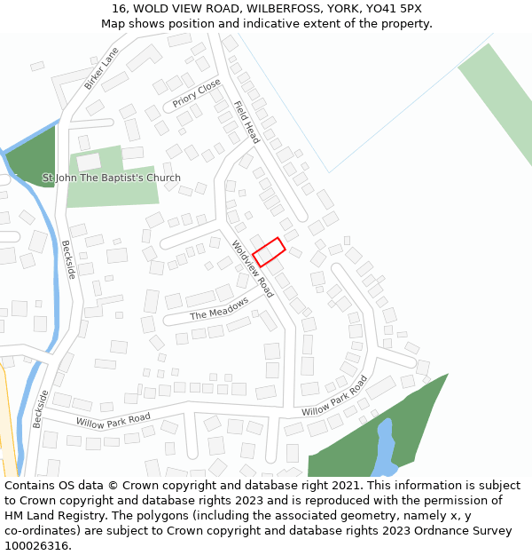 16, WOLD VIEW ROAD, WILBERFOSS, YORK, YO41 5PX: Location map and indicative extent of plot