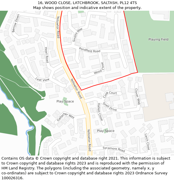 16, WOOD CLOSE, LATCHBROOK, SALTASH, PL12 4TS: Location map and indicative extent of plot