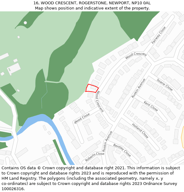 16, WOOD CRESCENT, ROGERSTONE, NEWPORT, NP10 0AL: Location map and indicative extent of plot