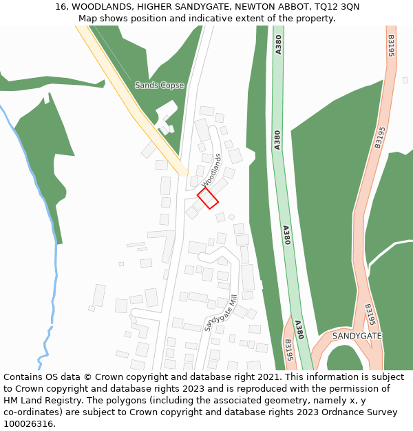16, WOODLANDS, HIGHER SANDYGATE, NEWTON ABBOT, TQ12 3QN: Location map and indicative extent of plot