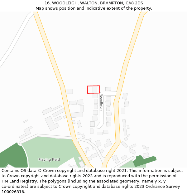 16, WOODLEIGH, WALTON, BRAMPTON, CA8 2DS: Location map and indicative extent of plot