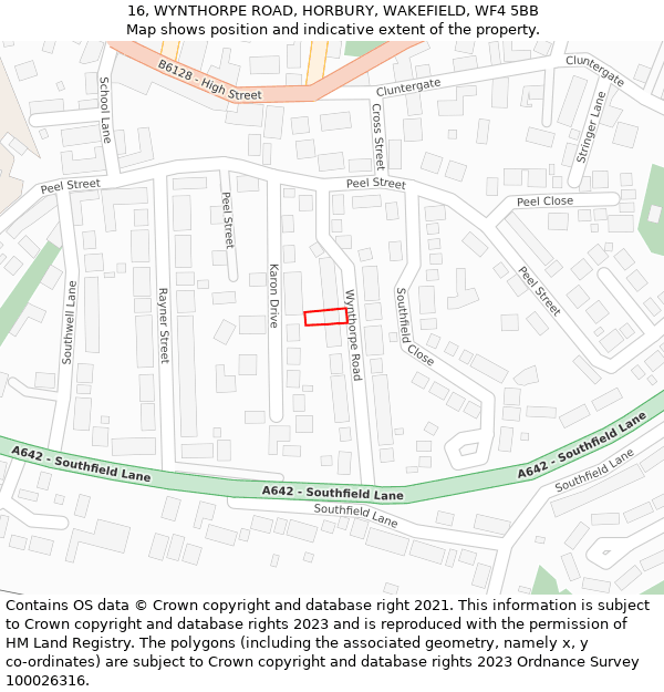 16, WYNTHORPE ROAD, HORBURY, WAKEFIELD, WF4 5BB: Location map and indicative extent of plot