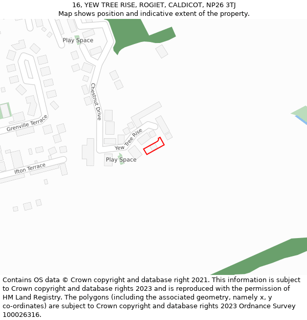 16, YEW TREE RISE, ROGIET, CALDICOT, NP26 3TJ: Location map and indicative extent of plot