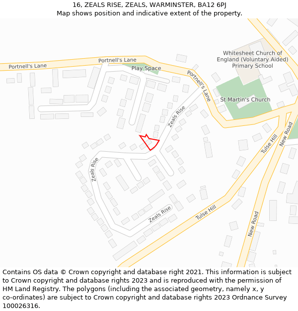 16, ZEALS RISE, ZEALS, WARMINSTER, BA12 6PJ: Location map and indicative extent of plot