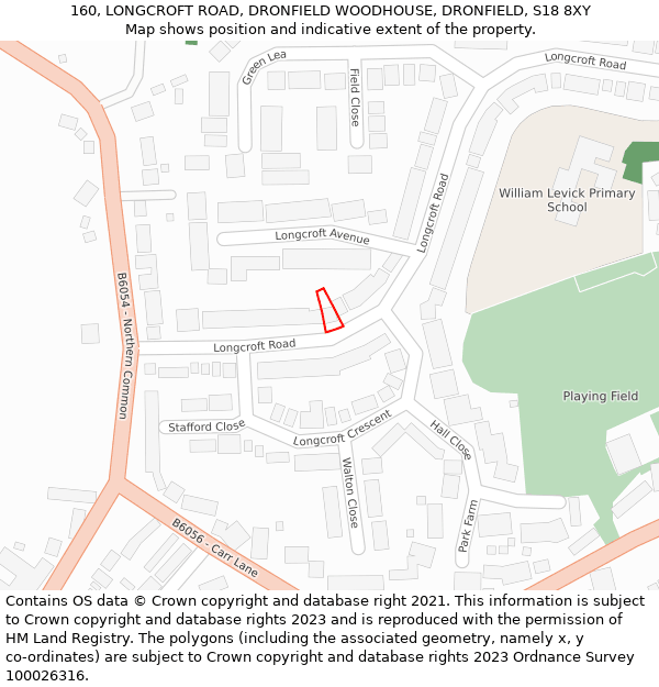 160, LONGCROFT ROAD, DRONFIELD WOODHOUSE, DRONFIELD, S18 8XY: Location map and indicative extent of plot