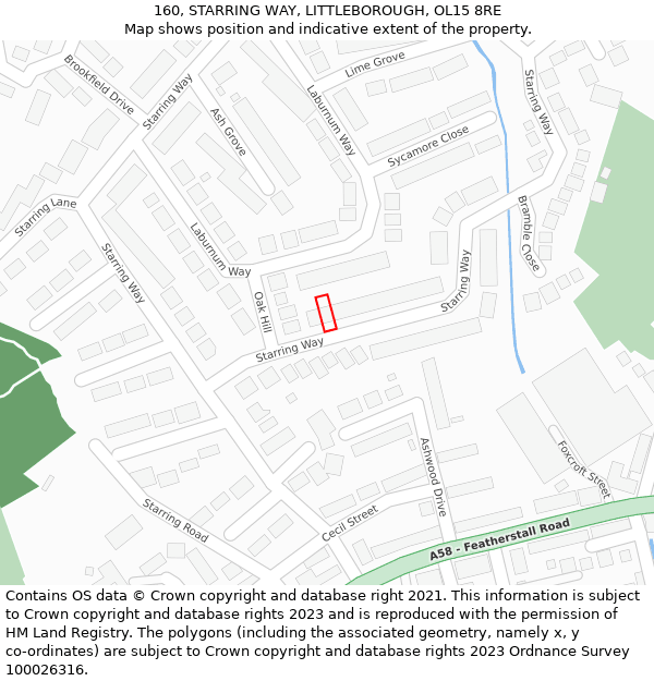 160, STARRING WAY, LITTLEBOROUGH, OL15 8RE: Location map and indicative extent of plot