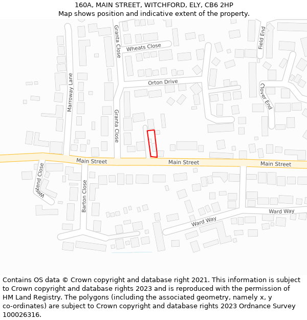 160A, MAIN STREET, WITCHFORD, ELY, CB6 2HP: Location map and indicative extent of plot