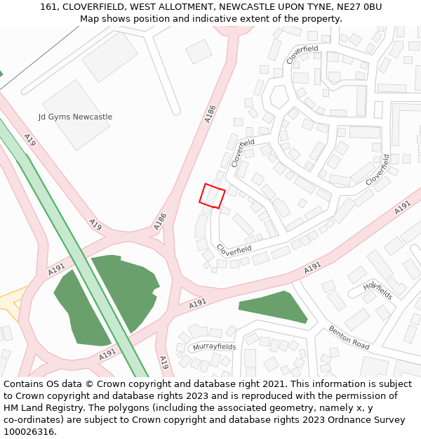 161, CLOVERFIELD, WEST ALLOTMENT, NEWCASTLE UPON TYNE, NE27 0BU: Location map and indicative extent of plot