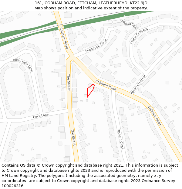 161, COBHAM ROAD, FETCHAM, LEATHERHEAD, KT22 9JD: Location map and indicative extent of plot