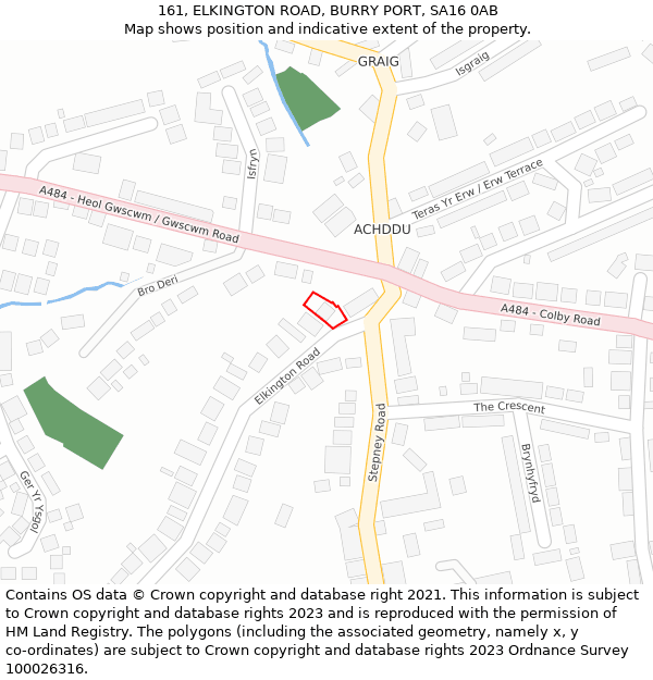 161, ELKINGTON ROAD, BURRY PORT, SA16 0AB: Location map and indicative extent of plot