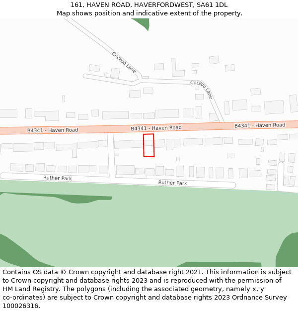 161, HAVEN ROAD, HAVERFORDWEST, SA61 1DL: Location map and indicative extent of plot