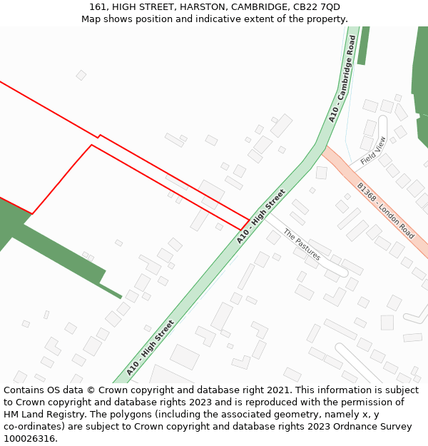 161, HIGH STREET, HARSTON, CAMBRIDGE, CB22 7QD: Location map and indicative extent of plot