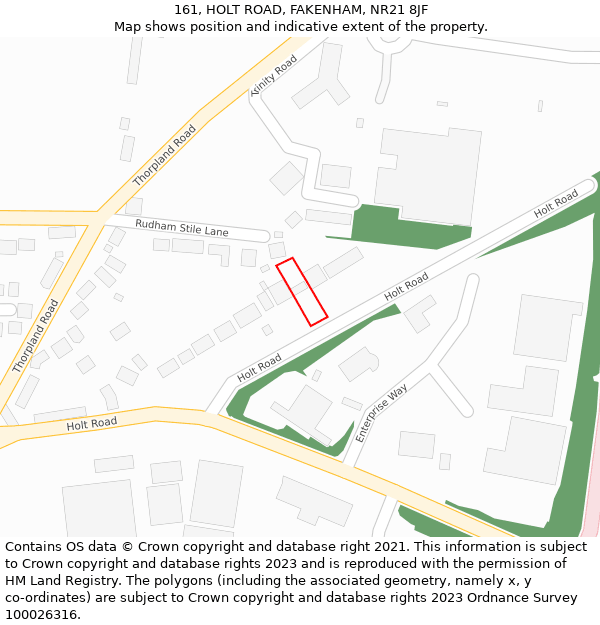 161, HOLT ROAD, FAKENHAM, NR21 8JF: Location map and indicative extent of plot