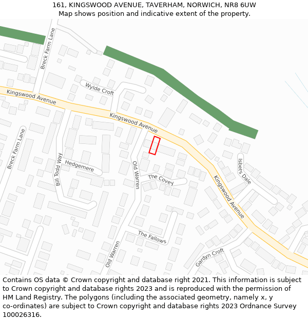 161, KINGSWOOD AVENUE, TAVERHAM, NORWICH, NR8 6UW: Location map and indicative extent of plot