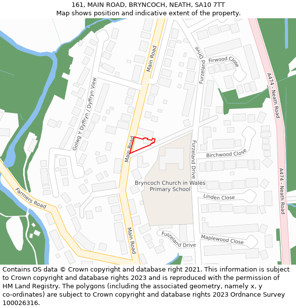 161, MAIN ROAD, BRYNCOCH, NEATH, SA10 7TT: Location map and indicative extent of plot
