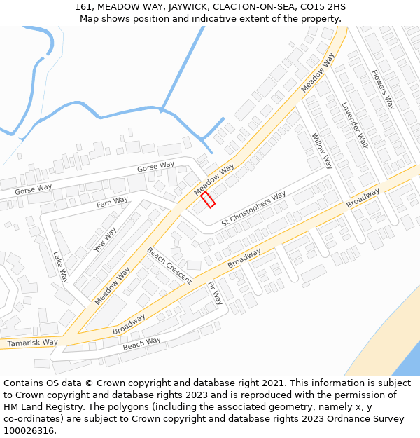 161, MEADOW WAY, JAYWICK, CLACTON-ON-SEA, CO15 2HS: Location map and indicative extent of plot