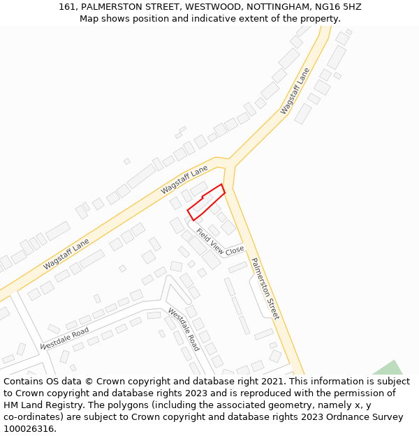 161, PALMERSTON STREET, WESTWOOD, NOTTINGHAM, NG16 5HZ: Location map and indicative extent of plot