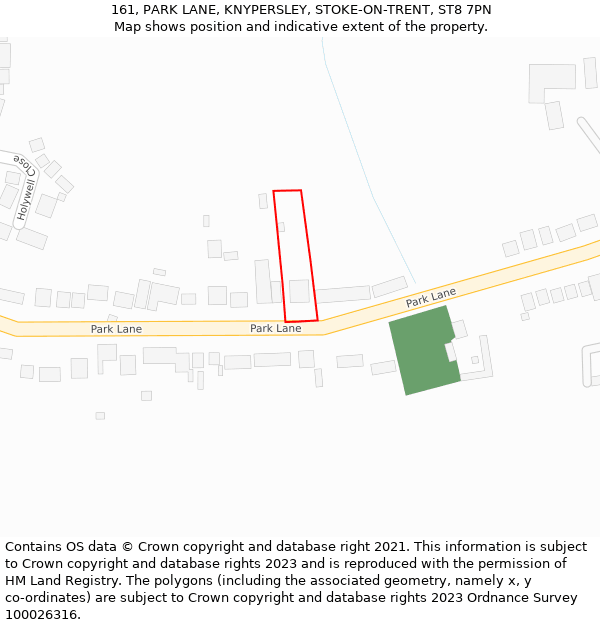 161, PARK LANE, KNYPERSLEY, STOKE-ON-TRENT, ST8 7PN: Location map and indicative extent of plot