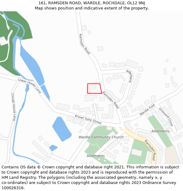 161, RAMSDEN ROAD, WARDLE, ROCHDALE, OL12 9NJ: Location map and indicative extent of plot