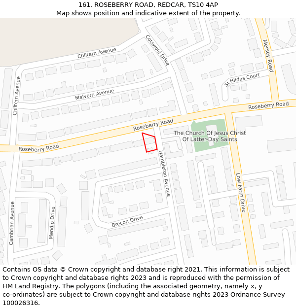 161, ROSEBERRY ROAD, REDCAR, TS10 4AP: Location map and indicative extent of plot