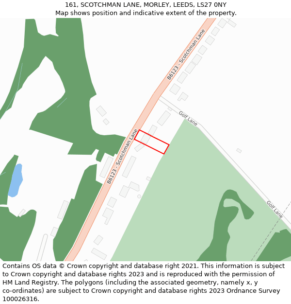 161, SCOTCHMAN LANE, MORLEY, LEEDS, LS27 0NY: Location map and indicative extent of plot