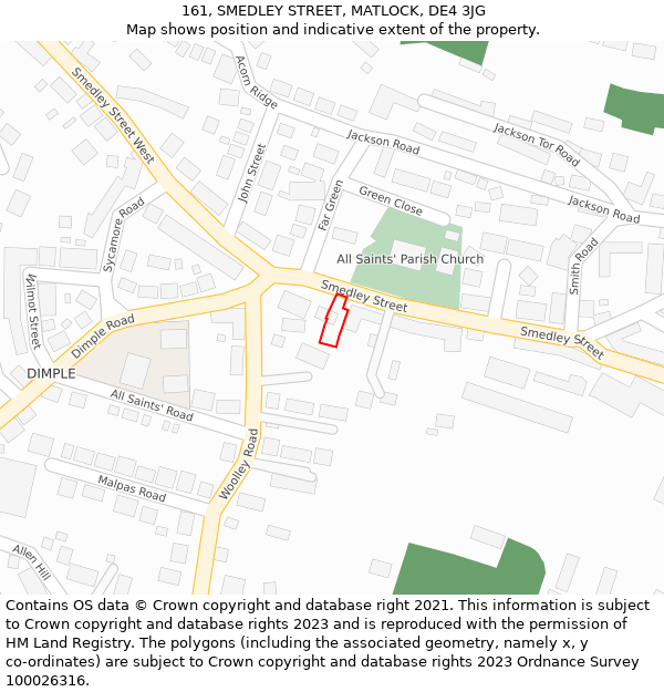 161, SMEDLEY STREET, MATLOCK, DE4 3JG: Location map and indicative extent of plot