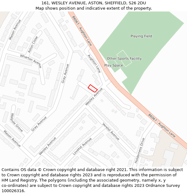 161, WESLEY AVENUE, ASTON, SHEFFIELD, S26 2DU: Location map and indicative extent of plot