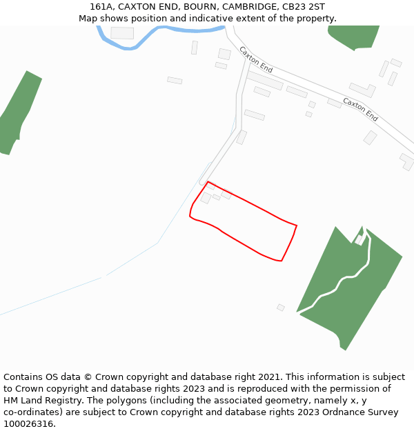 161A, CAXTON END, BOURN, CAMBRIDGE, CB23 2ST: Location map and indicative extent of plot