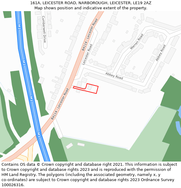 161A, LEICESTER ROAD, NARBOROUGH, LEICESTER, LE19 2AZ: Location map and indicative extent of plot