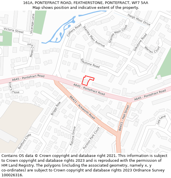 161A, PONTEFRACT ROAD, FEATHERSTONE, PONTEFRACT, WF7 5AA: Location map and indicative extent of plot