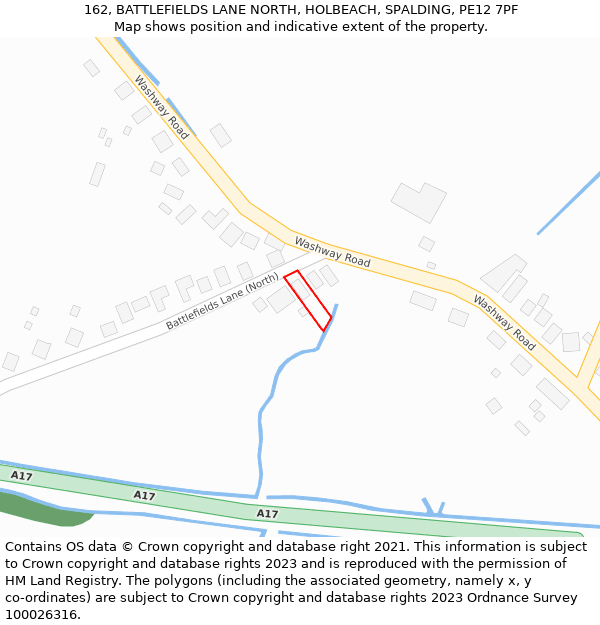 162, BATTLEFIELDS LANE NORTH, HOLBEACH, SPALDING, PE12 7PF: Location map and indicative extent of plot