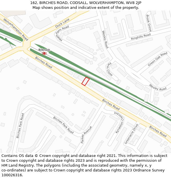 162, BIRCHES ROAD, CODSALL, WOLVERHAMPTON, WV8 2JP: Location map and indicative extent of plot