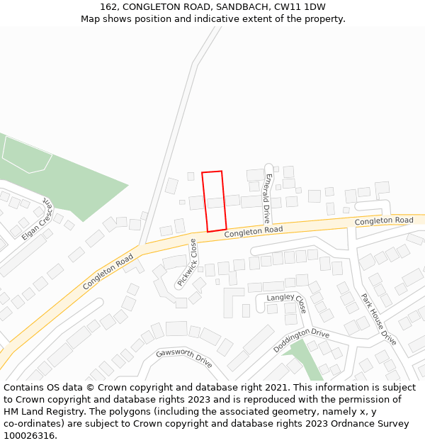 162, CONGLETON ROAD, SANDBACH, CW11 1DW: Location map and indicative extent of plot
