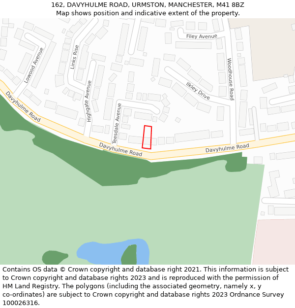 162, DAVYHULME ROAD, URMSTON, MANCHESTER, M41 8BZ: Location map and indicative extent of plot