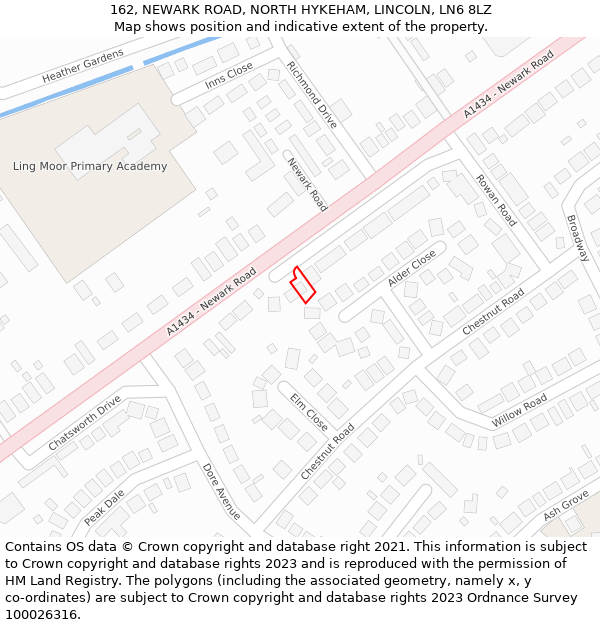 162, NEWARK ROAD, NORTH HYKEHAM, LINCOLN, LN6 8LZ: Location map and indicative extent of plot