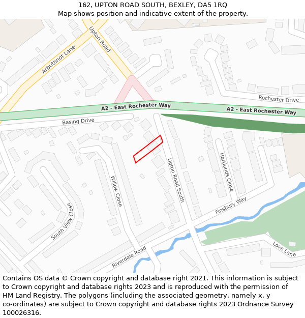 162, UPTON ROAD SOUTH, BEXLEY, DA5 1RQ: Location map and indicative extent of plot