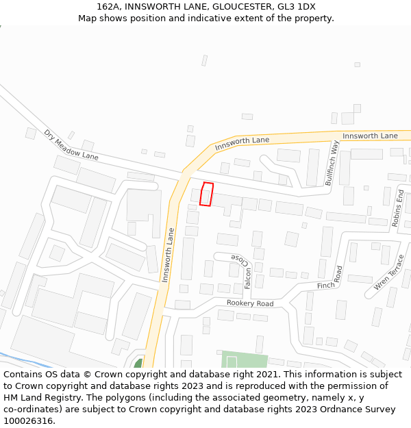 162A, INNSWORTH LANE, GLOUCESTER, GL3 1DX: Location map and indicative extent of plot