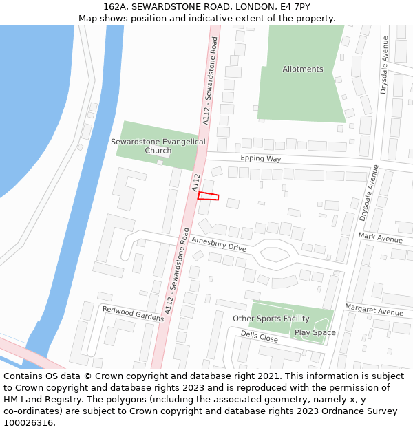 162A, SEWARDSTONE ROAD, LONDON, E4 7PY: Location map and indicative extent of plot