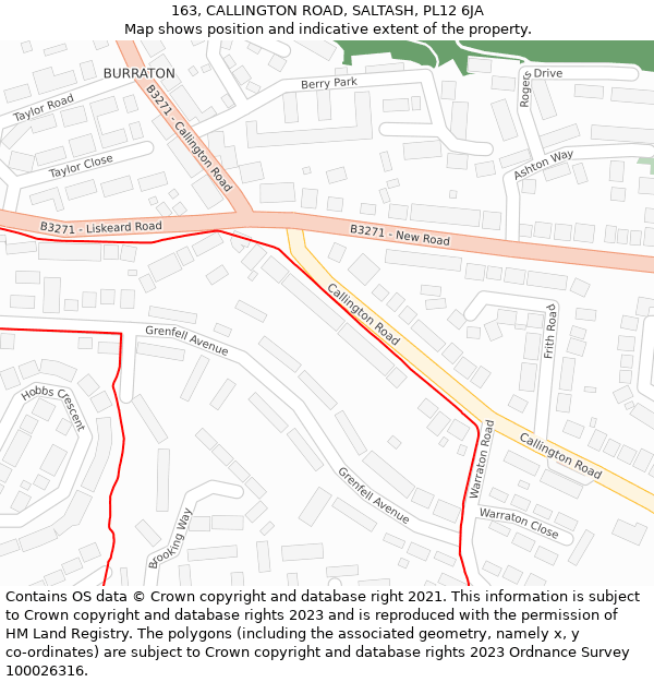 163, CALLINGTON ROAD, SALTASH, PL12 6JA: Location map and indicative extent of plot