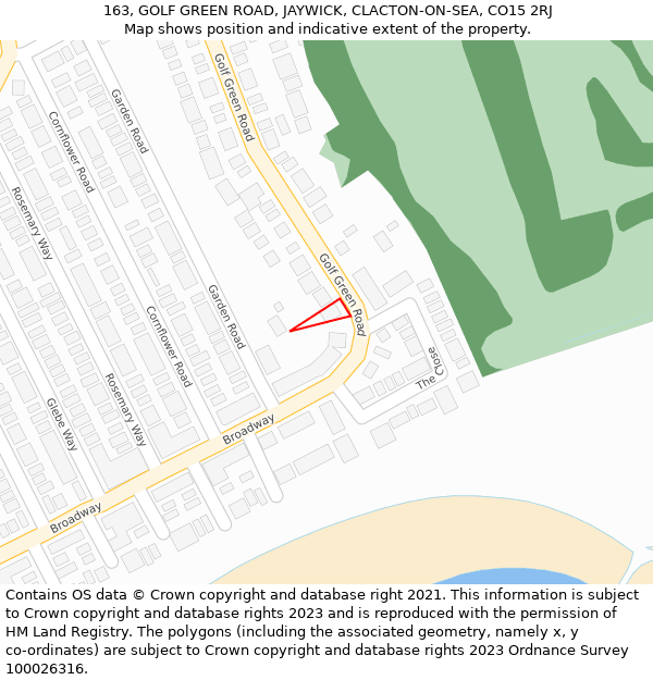 163, GOLF GREEN ROAD, JAYWICK, CLACTON-ON-SEA, CO15 2RJ: Location map and indicative extent of plot