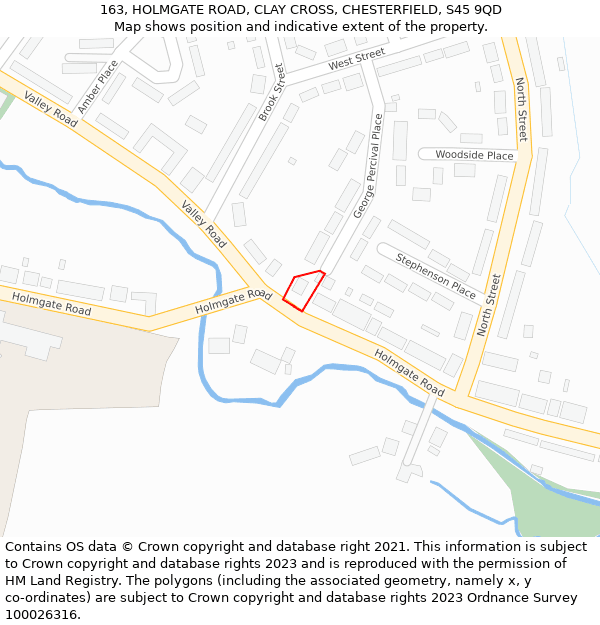 163, HOLMGATE ROAD, CLAY CROSS, CHESTERFIELD, S45 9QD: Location map and indicative extent of plot