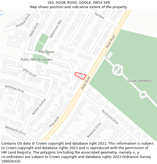 163, HOOK ROAD, GOOLE, DN14 5XR: Location map and indicative extent of plot