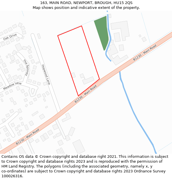 163, MAIN ROAD, NEWPORT, BROUGH, HU15 2QS: Location map and indicative extent of plot