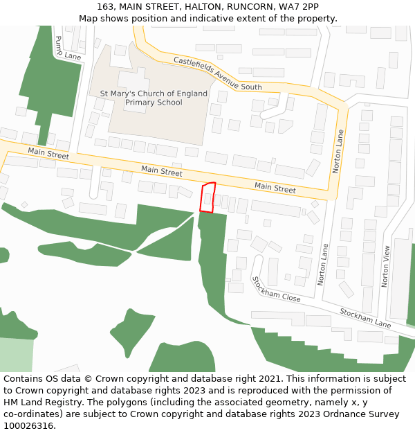 163, MAIN STREET, HALTON, RUNCORN, WA7 2PP: Location map and indicative extent of plot