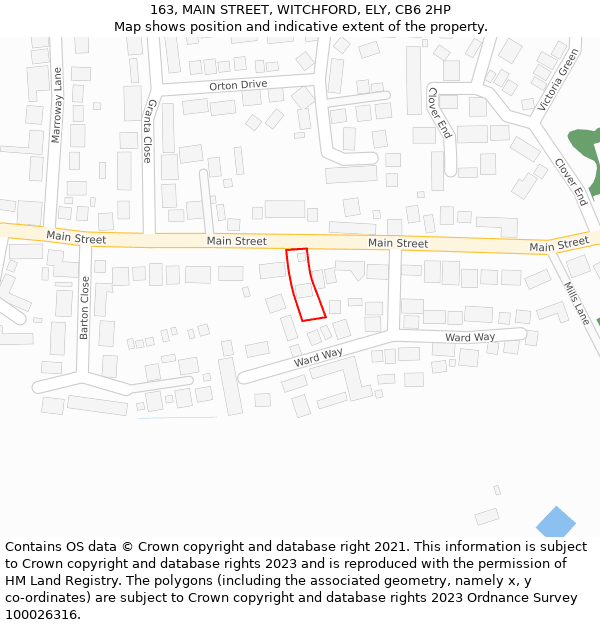 163, MAIN STREET, WITCHFORD, ELY, CB6 2HP: Location map and indicative extent of plot