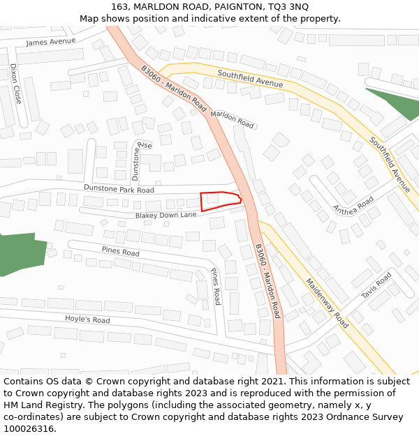 163, MARLDON ROAD, PAIGNTON, TQ3 3NQ: Location map and indicative extent of plot