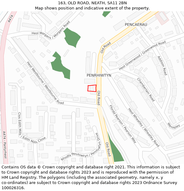 163, OLD ROAD, NEATH, SA11 2BN: Location map and indicative extent of plot