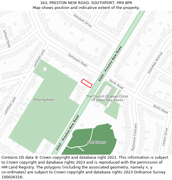 163, PRESTON NEW ROAD, SOUTHPORT, PR9 8PR: Location map and indicative extent of plot