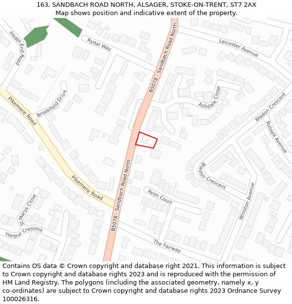 163, SANDBACH ROAD NORTH, ALSAGER, STOKE-ON-TRENT, ST7 2AX: Location map and indicative extent of plot
